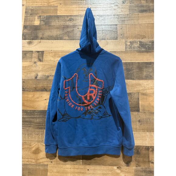 True Religion Men’s Full-Zip Textured Hoodie – Size M - Blue - Picture 7 of 8